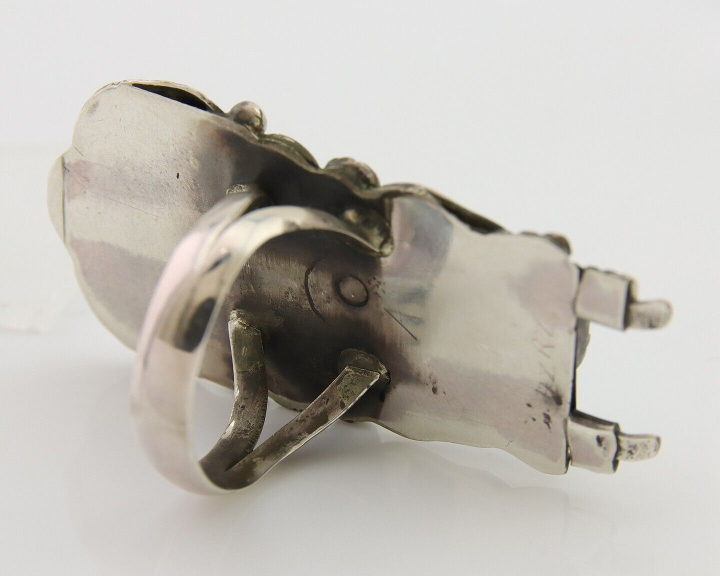 Navajo Kachina Ring 925 Silver Natural Turquoise Artist Signed CO C.80's