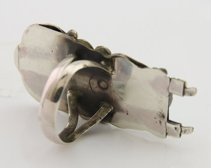 Navajo Kachina Ring 925 Silver Natural Turquoise Artist Signed CO C.80's