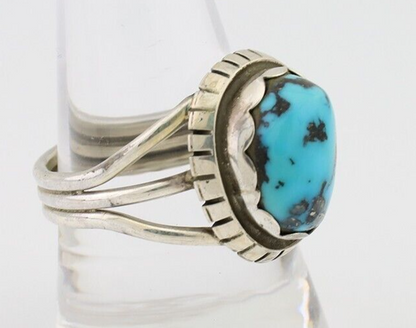 Navajo Ring 925 Silver Natural Blue Turquoise Signed Tony Guerro C.80's