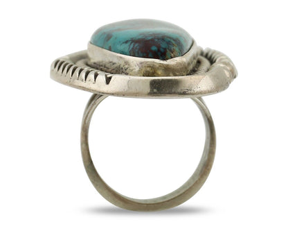 Navajo Ring 925 Silver Natural Blue Turquoise Artist Signed Ben S C.80's