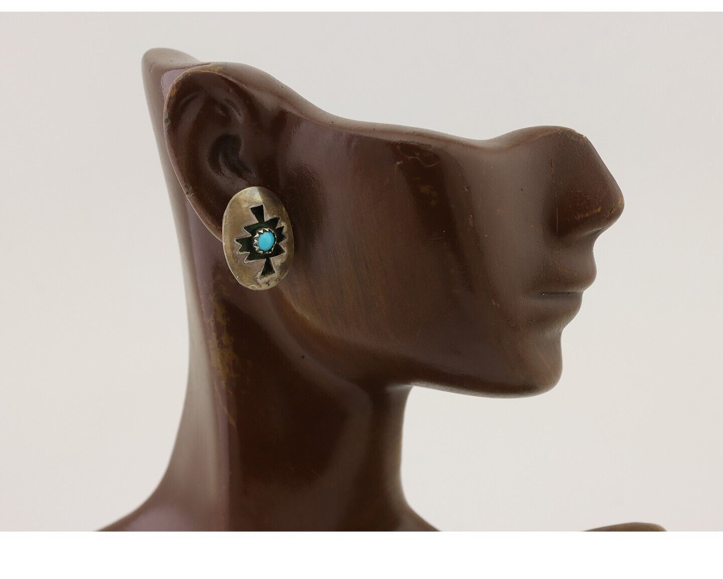 Navajo Handmade Earrings 925 Silver Natural Turquoise Native Artist C.80's