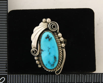 Navajo Ring 925 Sterling Turquoise Artist Justin Morris C.80's Size 9.0