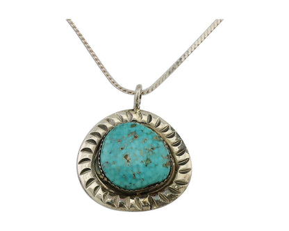 Navajo Pendant 925 Silver Natural Blue Turquoise Artist Signed Yazzie C.80's