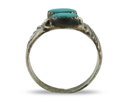 Zuni Ring .925 Silver Natural Sleeping Beauty Turquoise Native Artist C.80's
