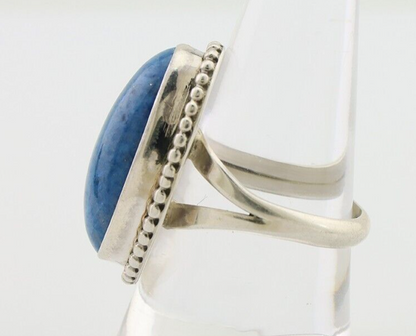 Navajo Handmade Ring 925 Silver Blue Denim Lapis Native American Artist C.80's