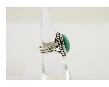 Navajo Ring 925 Silver Natural Malachite Native American Artist C.80's