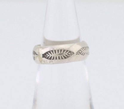 Navajo Hand Stamped Band 925 Silver 6.0 mm Signed Larry Chavez Size 5.25 C.80's