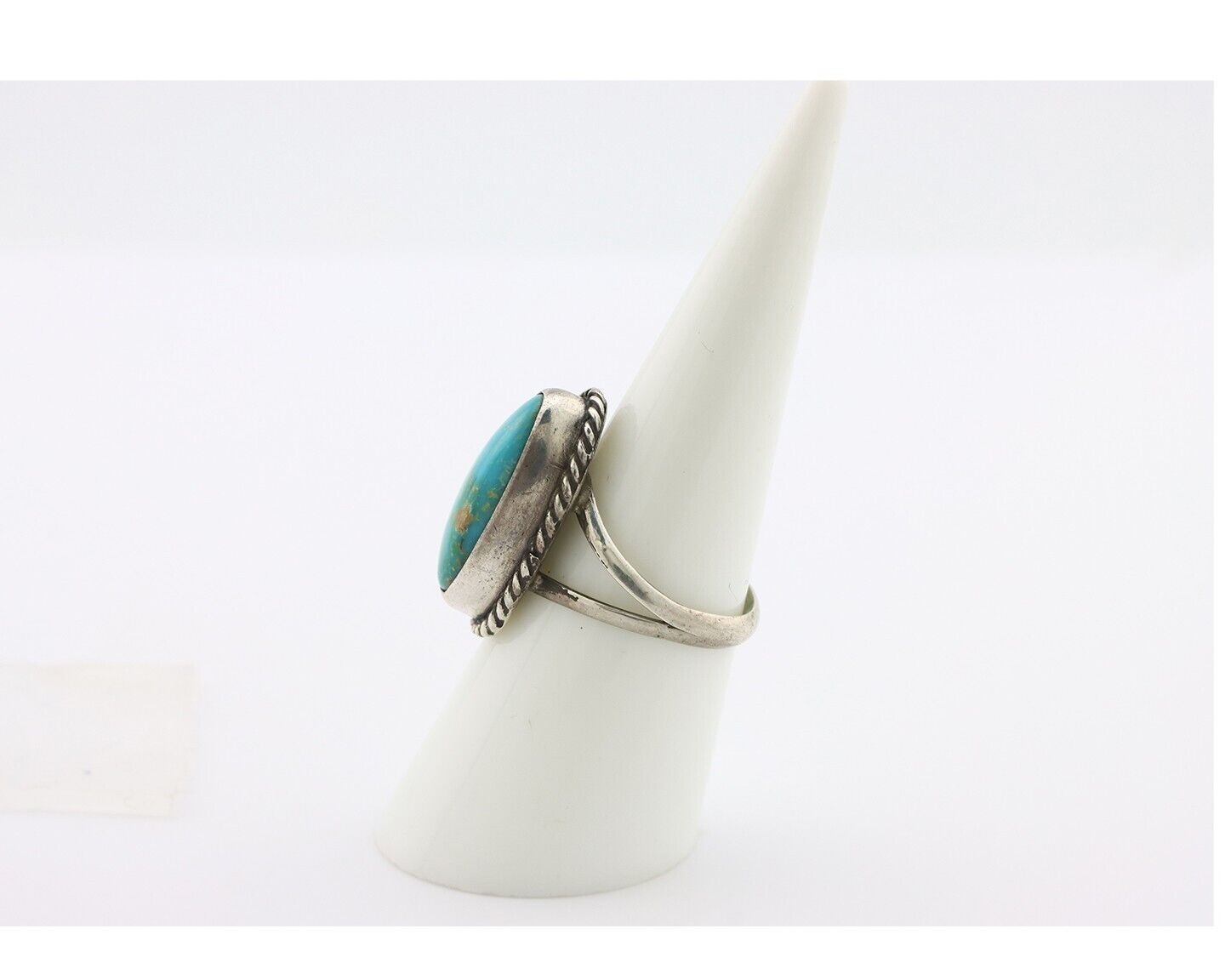 Navajo Ring .925 Silver Natural Kingman Turquoise Native American Signed C.80's