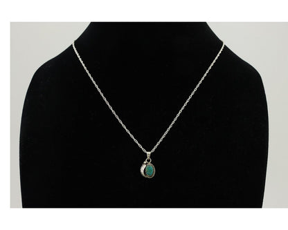 Navajo Pendant 925 Silver Natural Blue Turquoise Artist Native American C.80's