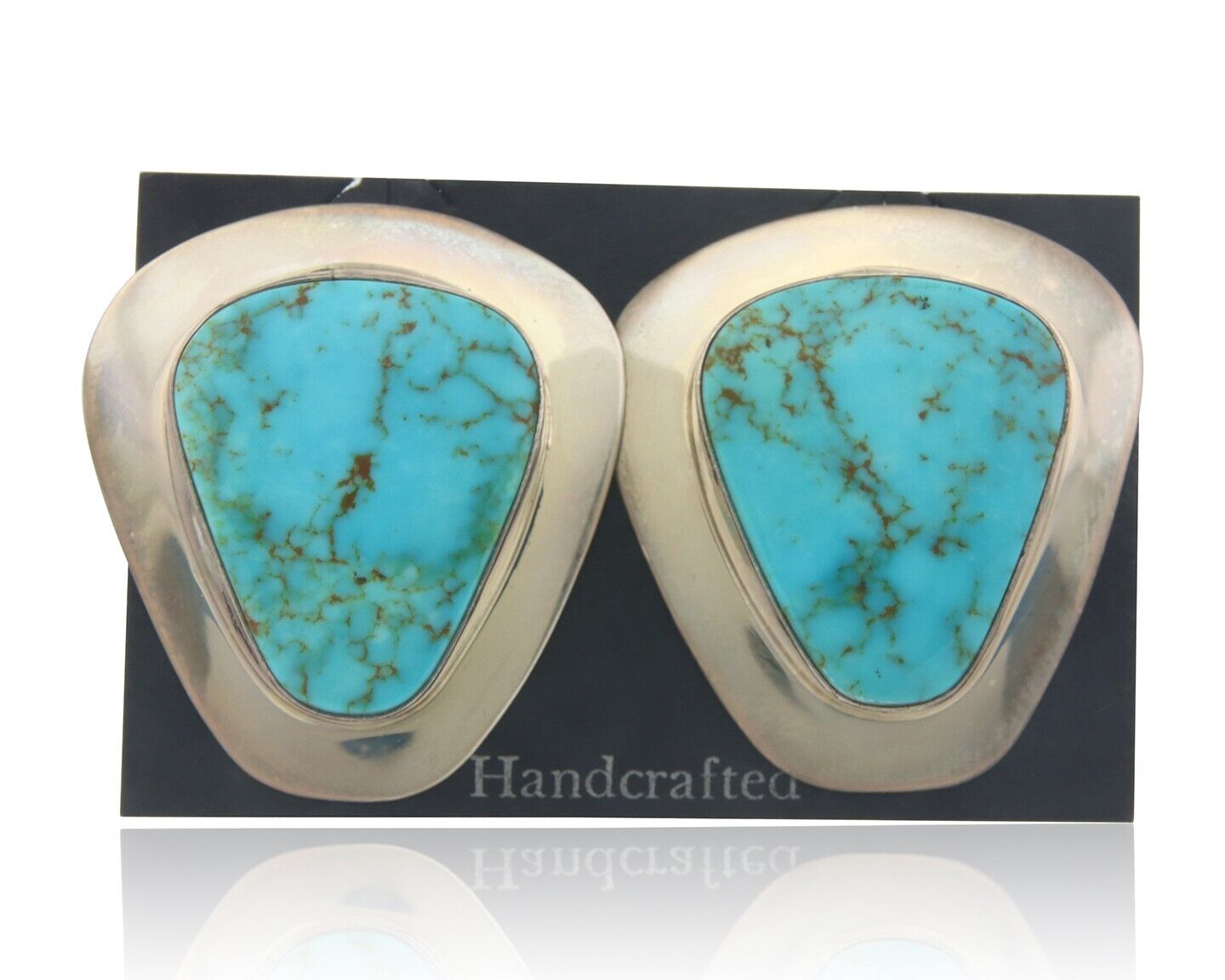 Navajo Earrings 925 Silver Handmade Natural Turquoise Native Artist C.80's