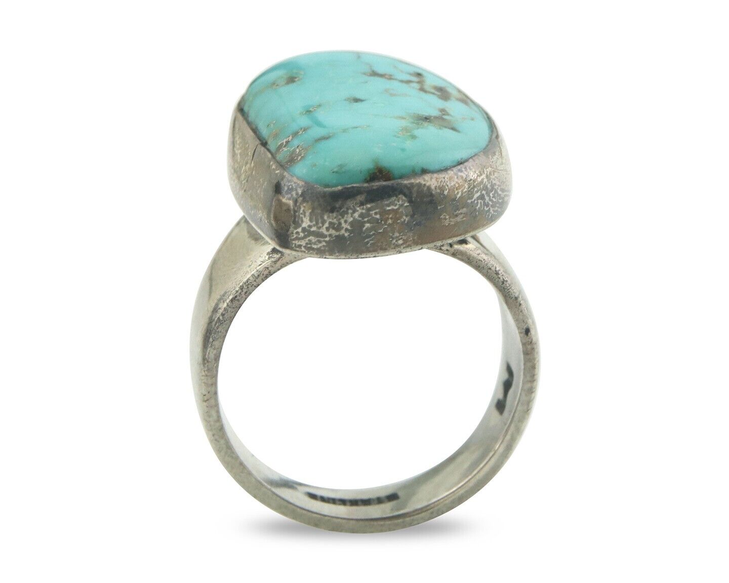 Navajo Ring 925 Sterling Turquoise Handmade Signed M Montoya C.80's Size 8.5