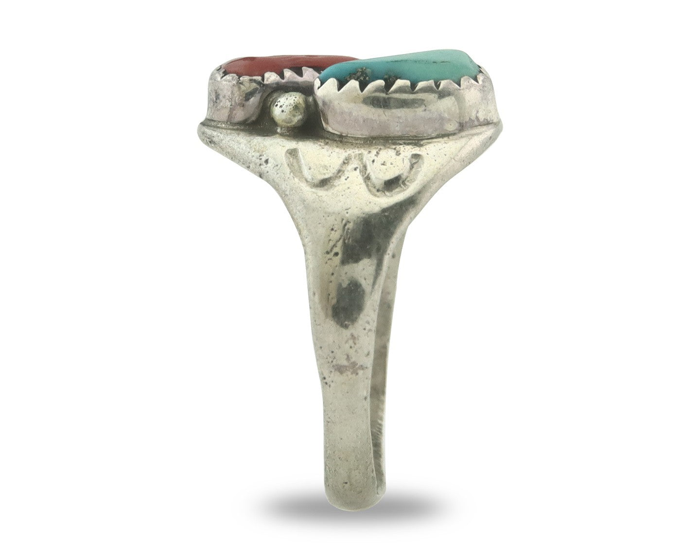 Vintage Navajo Ring 925 Sterling Silver Natural Gemstone Authentic Size 7.75