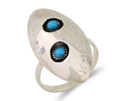 Navajo Ring 925 Silver Natural Blue Turquoise Native American Artist C.80's