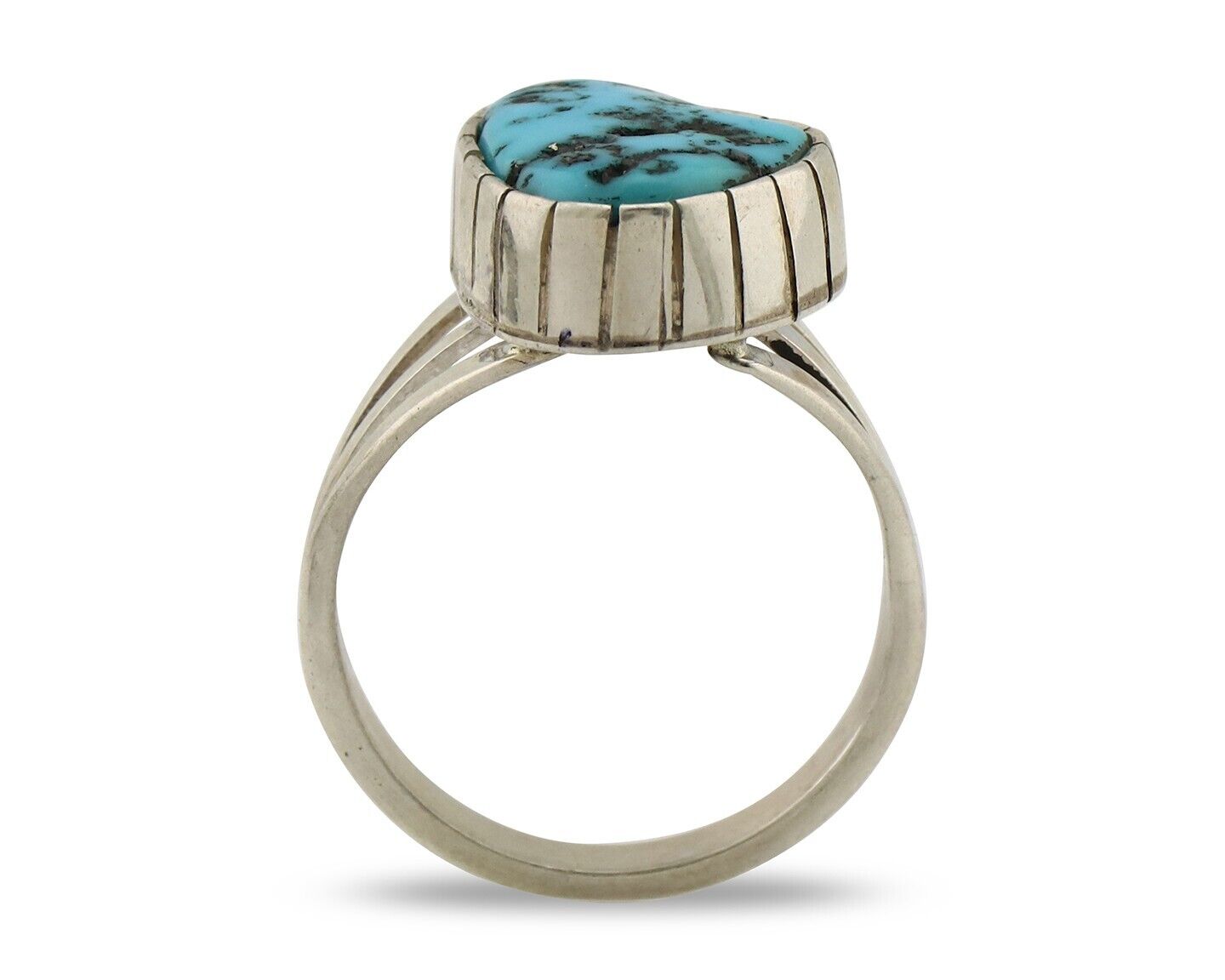 Navajo Ring 925 Silver Sleeping Beauty Turquoise Artist Signed SS C.80's