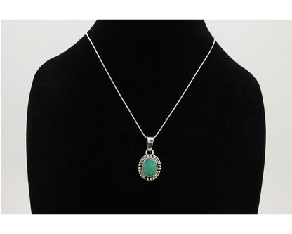 Navajo Necklace 925 Silver Arizona Turquoise Handmade Signed Gecko C.90's