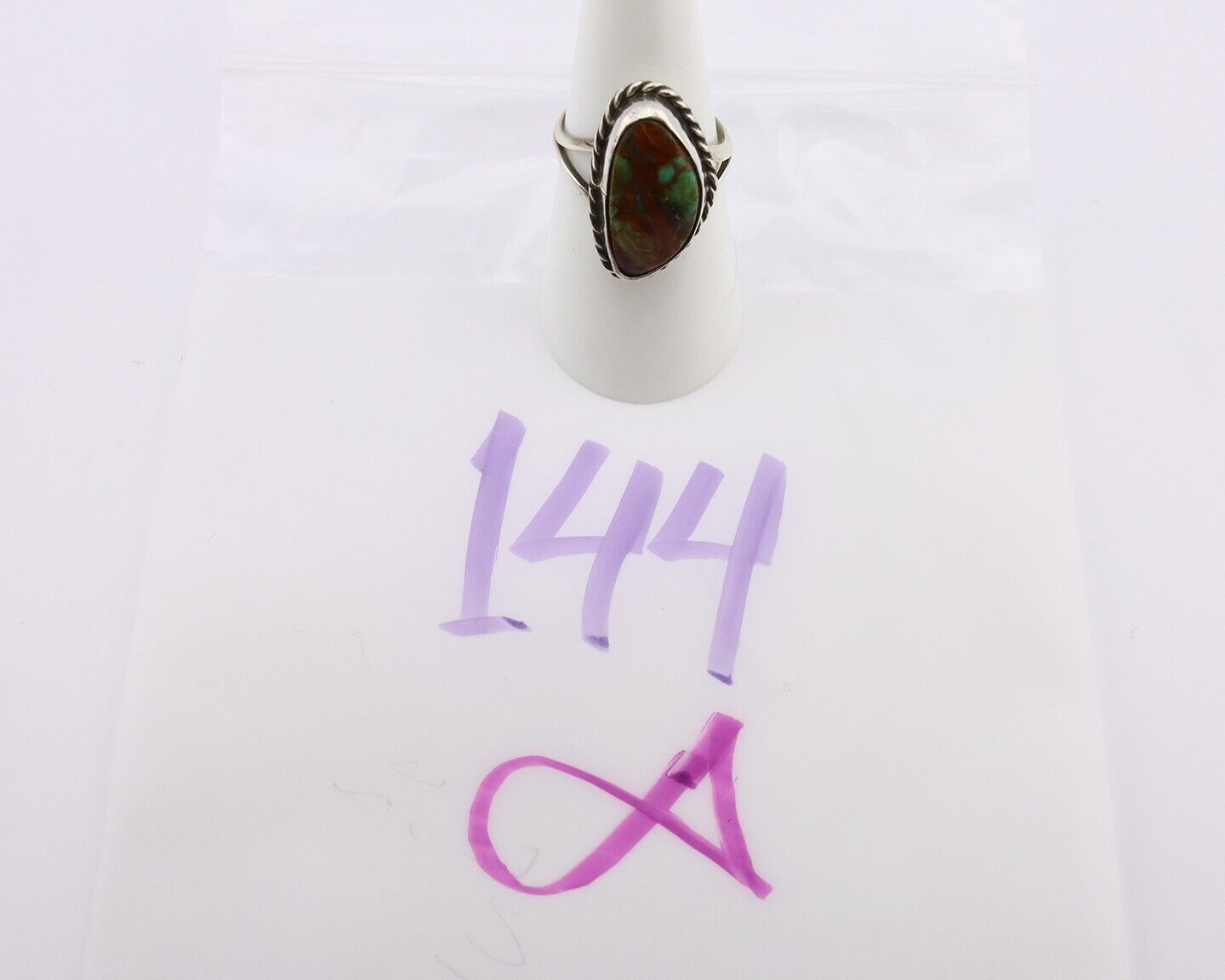 Navajo Ring 925 Silver Natural Turquoise Artist Signed Rabbit Stick C.80's