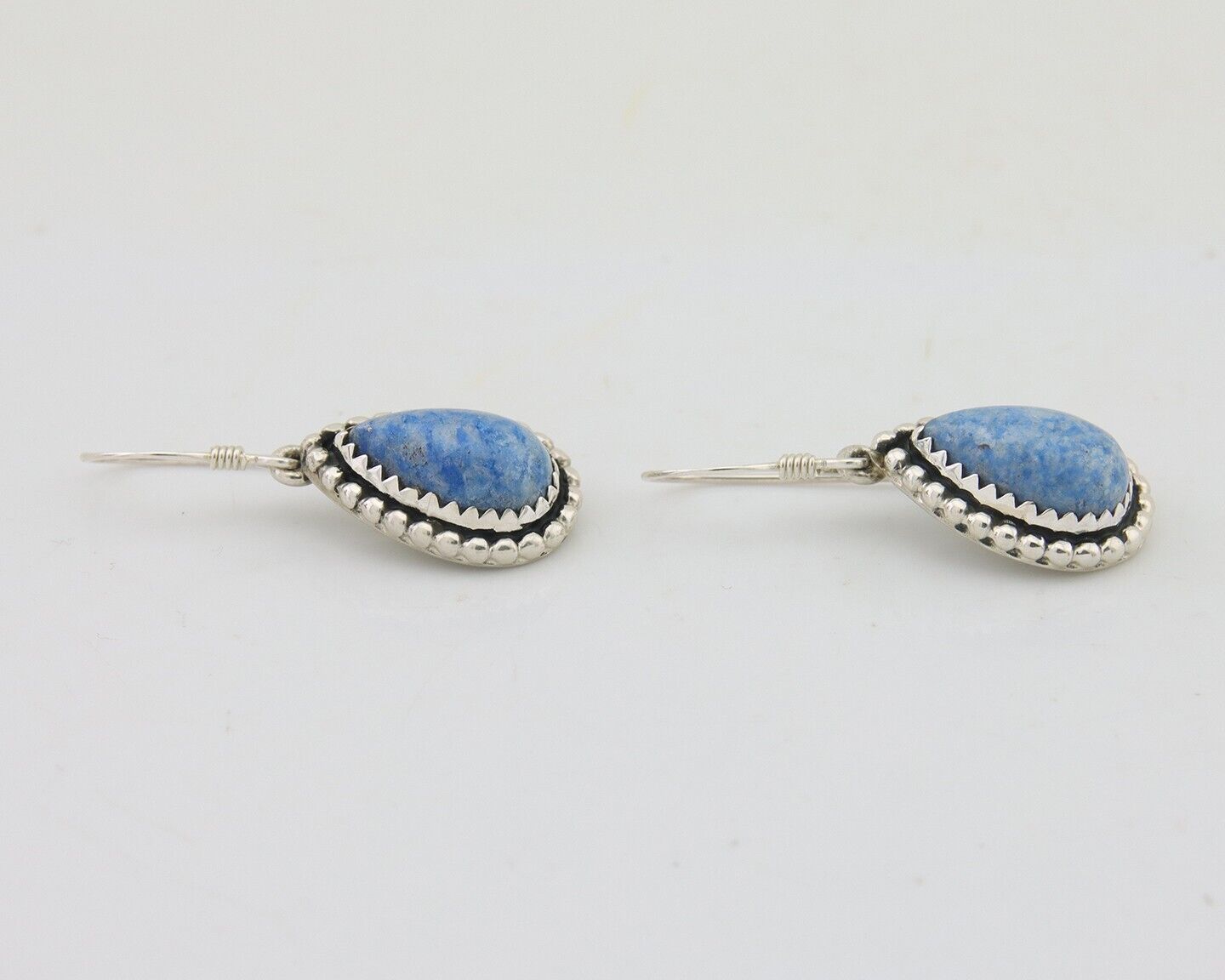 Navajo Earrings 925 Silver Blue Denim Lapis Artist Signed First Eagle C.80's