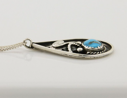 Navajo Necklace 925 Silver Natural Turquoise Artist Signed Jason Bahe C.80's