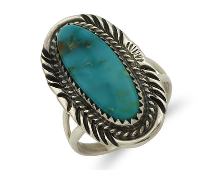 Navajo Ring 925 Silver Natural Turquoise Native Artist Signed USA C.80's