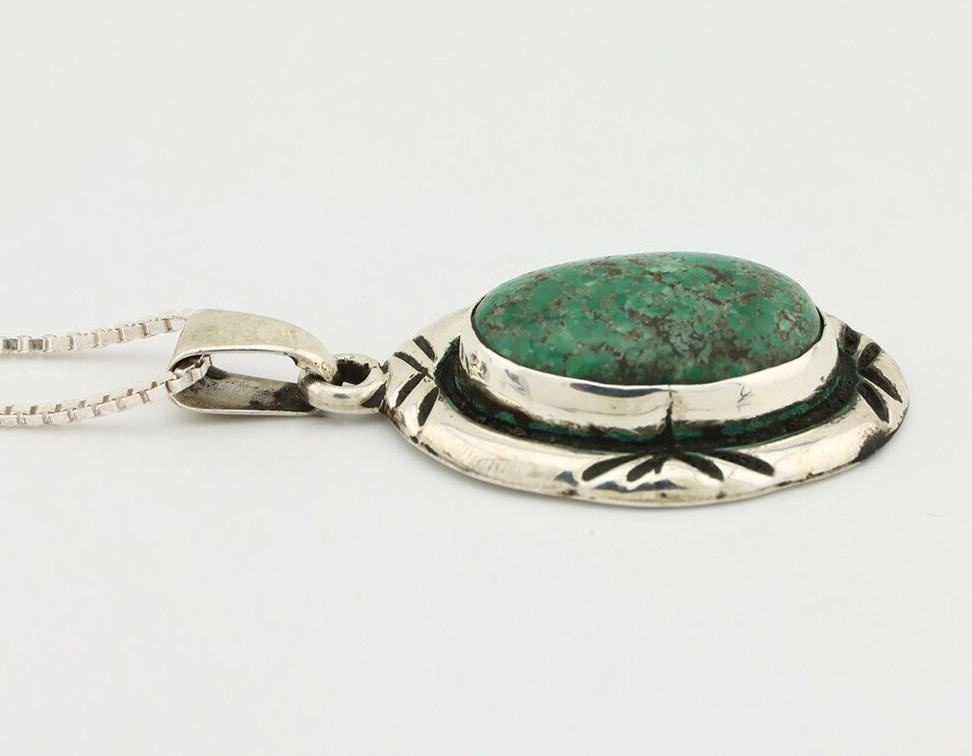 Navajo Necklace 925 Silver Green Turquoise Signed C Montoya C.80's