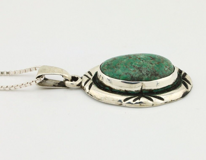Navajo Necklace 925 Silver Green Turquoise Signed C Montoya C.80's
