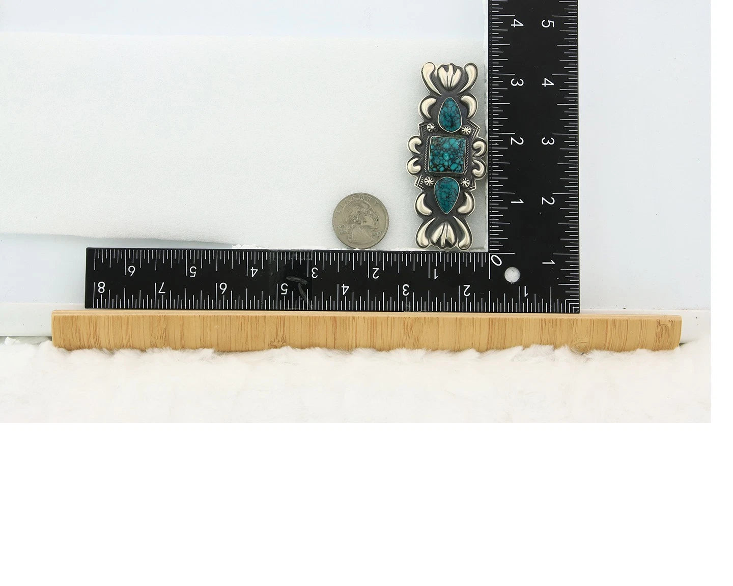 Navajo Handmade Pin Sterling Silver Turquoise Vintage Artist Signed PJ Begay