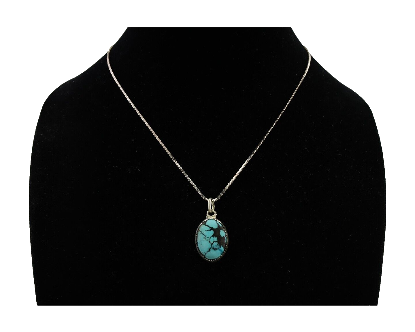 Navajo Turquoise Necklace 925 Silver Native American Artist C.80's