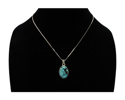Navajo Turquoise Necklace 925 Silver Native American Artist C.80's