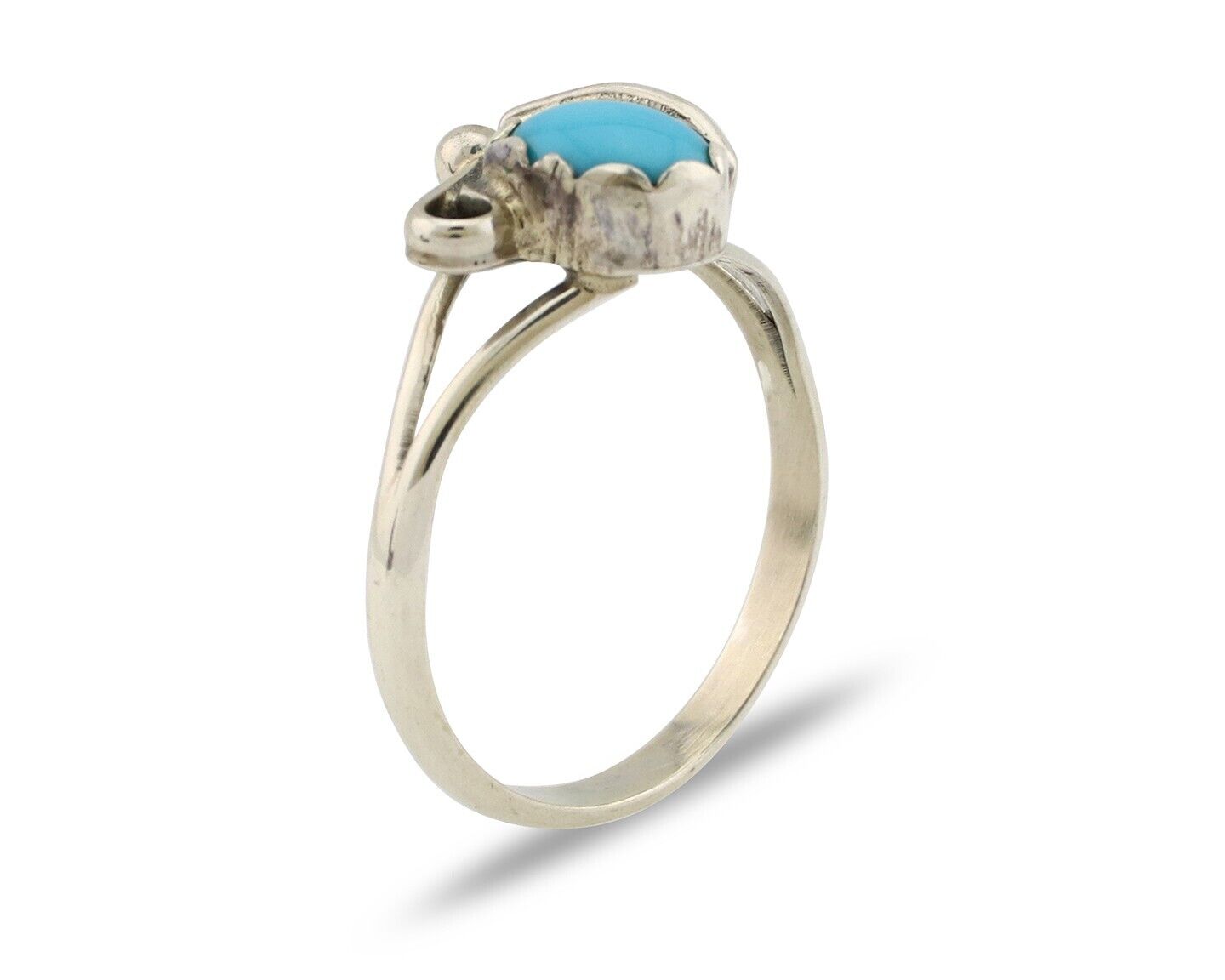 Navajo Ring .925 Silver Sleeping Beauty Turquoise Native American Artist C.80's