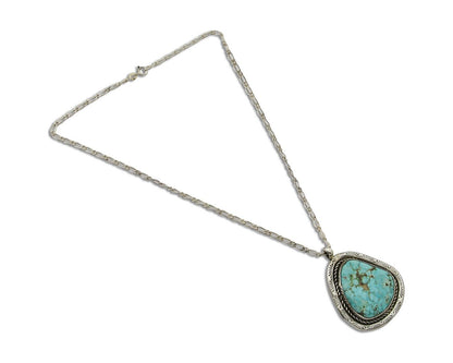 Navajo Necklace 925 Silver Blue Turquoise Artist Signed Fred Guerro C.80's