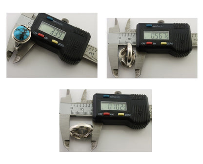 Navajo Ring 925 Silver Blue Gem Turquoise Native Artist Signed G.C. 01 C.80's