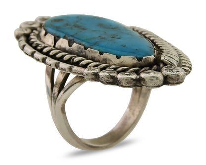 Navajo Ring 925 Sterling Silver Natural Turquoise Native American Artist C.80's