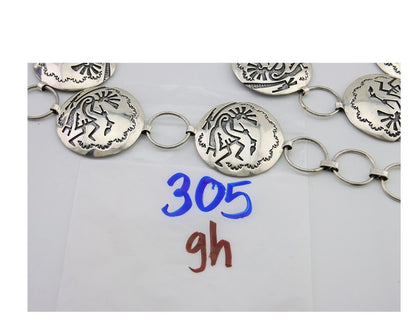 Navajo Kokopelli Concho Belt in Solid 925 Sterling Silver 35 inches