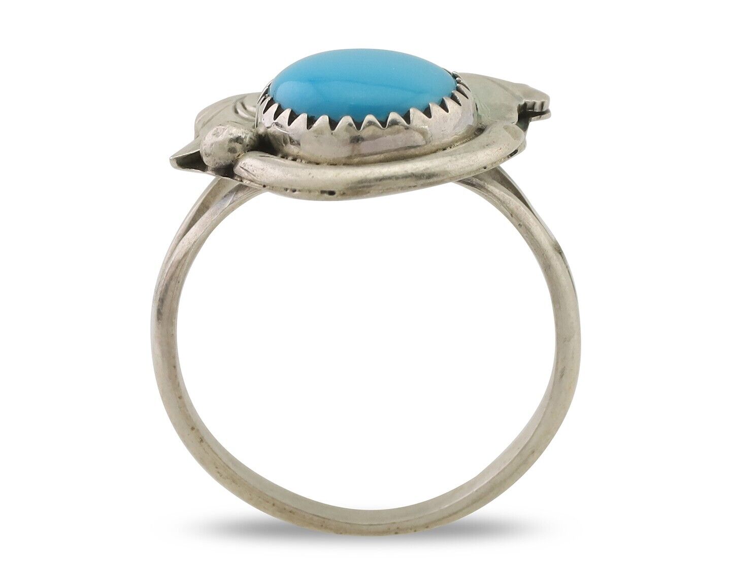 Navajo Ring 925 Silver Natural Blue Turquoise Native American Artist C.80's