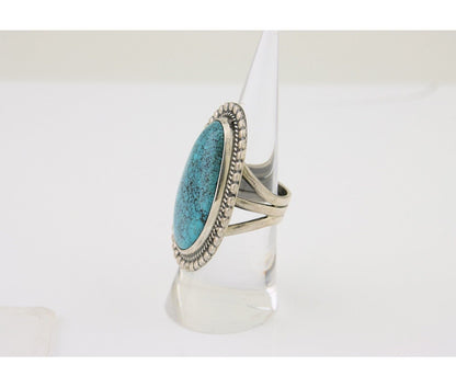 Navajo Handmade Ring 925 Silver Spiderweb Turquoise Native Artist C.80's