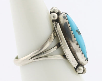 Navajo Ring .925 Silver Sleeping Beauty Turquoise Signed SkyStone Creations C80s