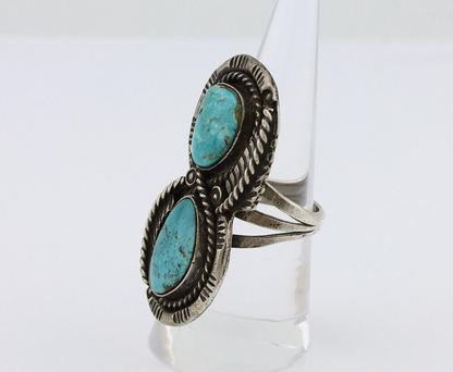 Navajo Ring 925 Silver Natural Blue Turquoise Native American Artist C.80's