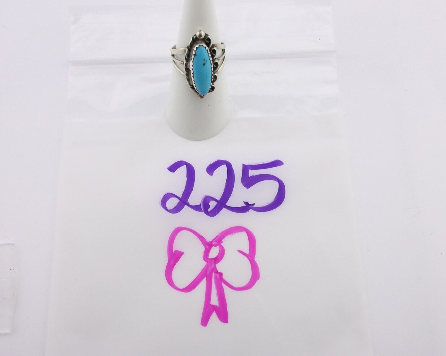 Navajo Ring .925 Silver Sleeping Beauty Turquoise Signed SkyStone Creations C80s