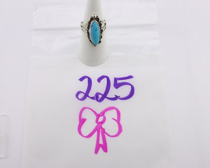 Navajo Ring .925 Silver Sleeping Beauty Turquoise Signed SkyStone Creations C80s