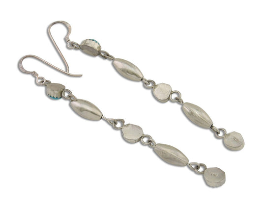 Navajo Earrings 925 Silver Blue Turquoise Native American Artist C.80's