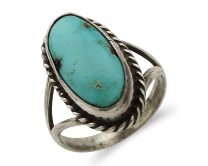 Navajo Ring 925 Silver Kingman Turquoise Artist Native American Signed C.80's