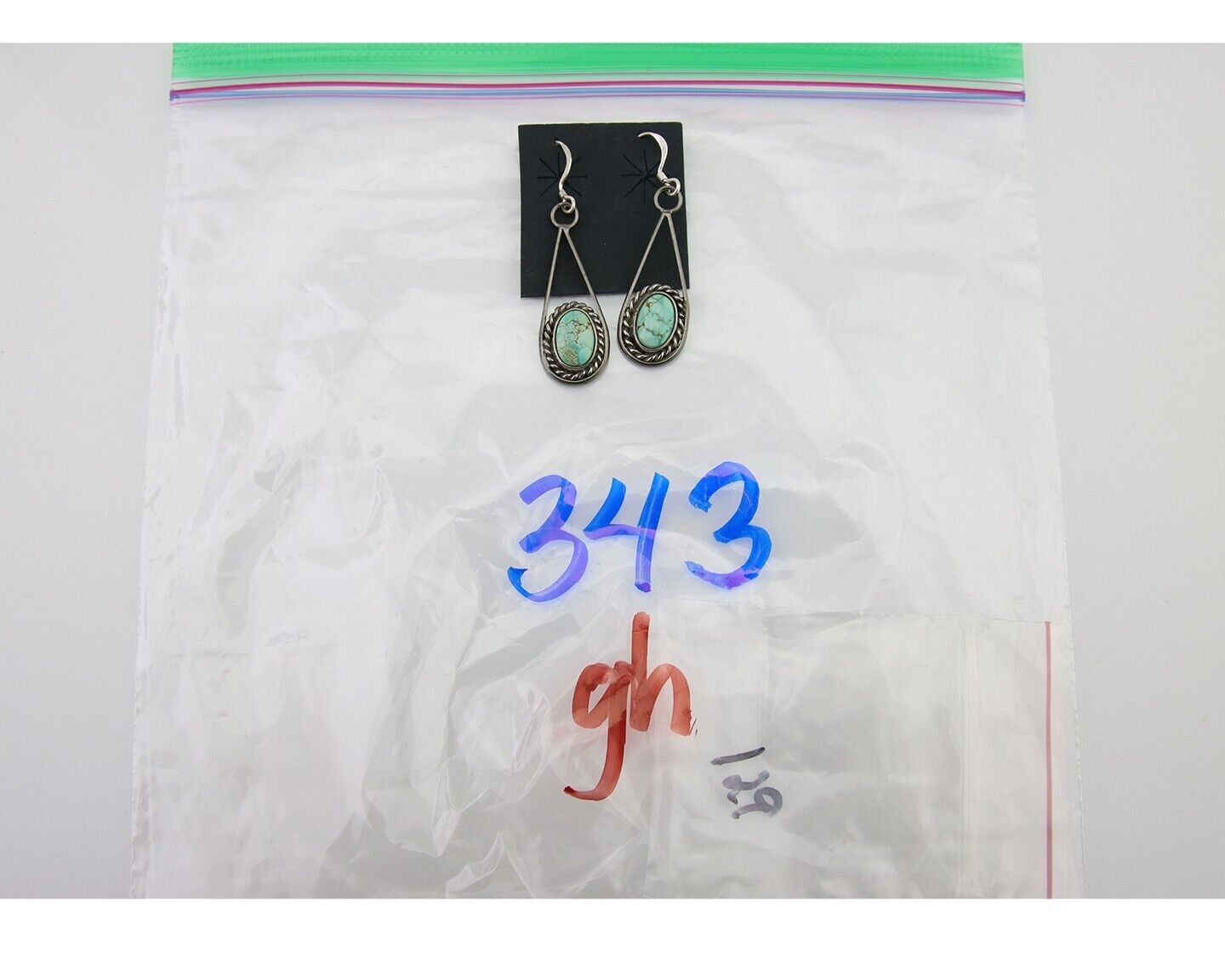 Navajo Dangle Earrings 925 Silver Natural Turquoise Native American Artist C.80s