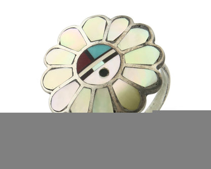 Vintage Zuni Ring 925 Sterling Silver Natural Gemstone Size 7.25