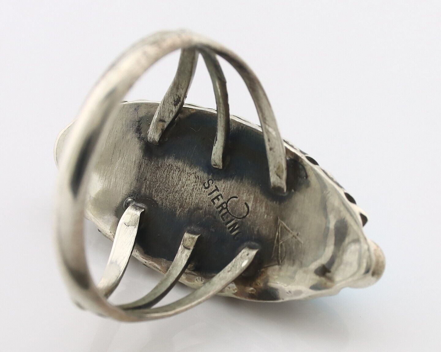 Navajo Ring .925 Silver Sleeping Beauty Turquoise Signed SkyStone Creations C80s
