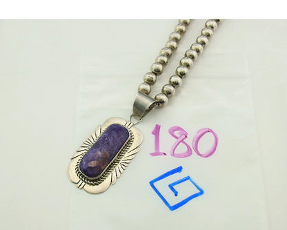 Navajo Bead Necklace 925 Sterling Silver Chaolite Vintage Signed Mark Yazzie