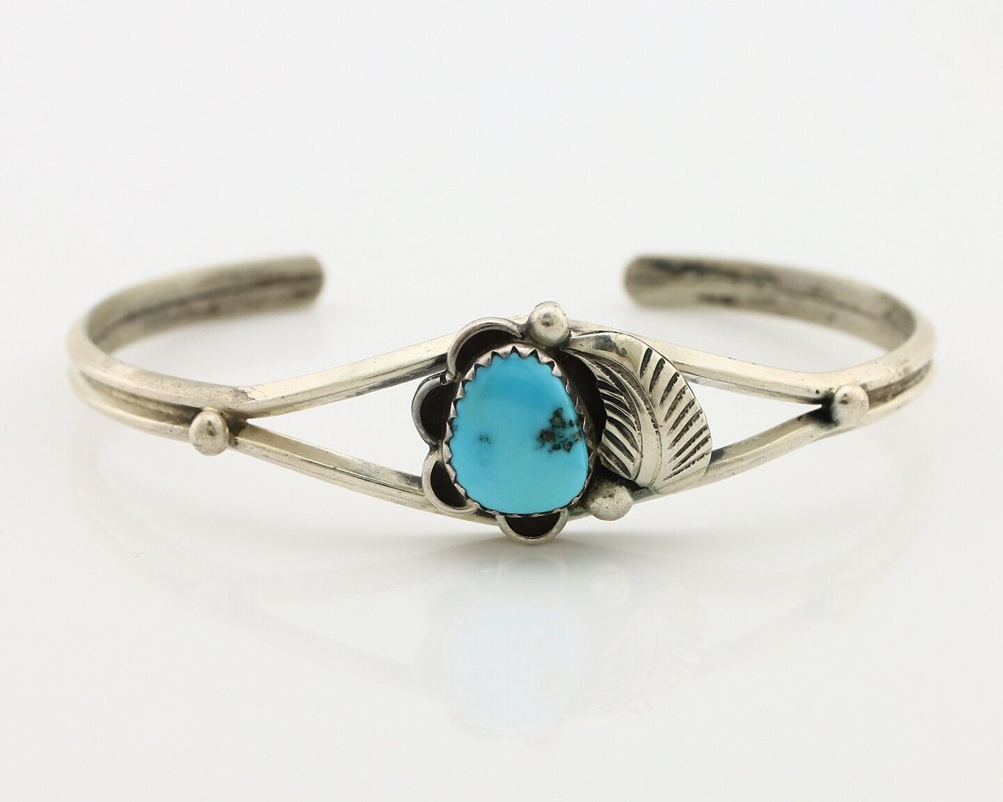 Navajo Handmade Bracelet 925 Silver Natural Blue Turquoise Native American C80s