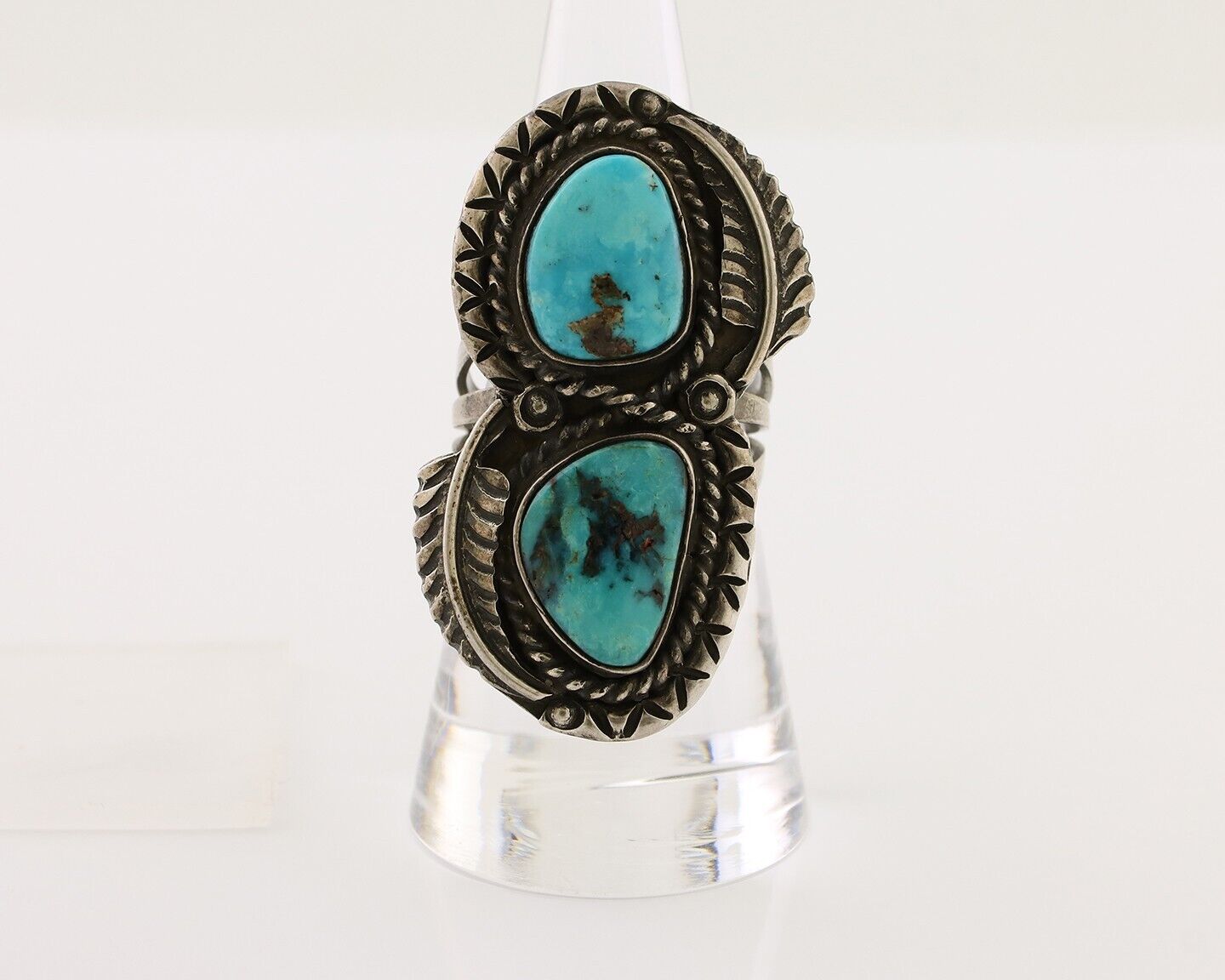 Navajo Handmade Ring 925 Silver Natural Tuquoise Native American Artist C.80's