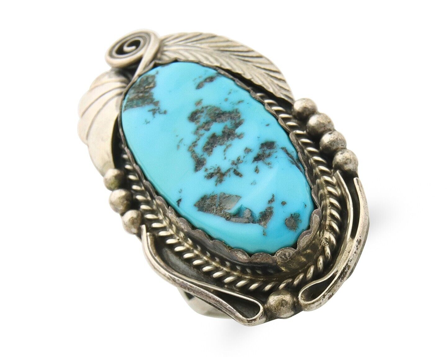 Navajo Ring 925 Sterling Turquoise Artist Justin Morris C.80's Size 7.5