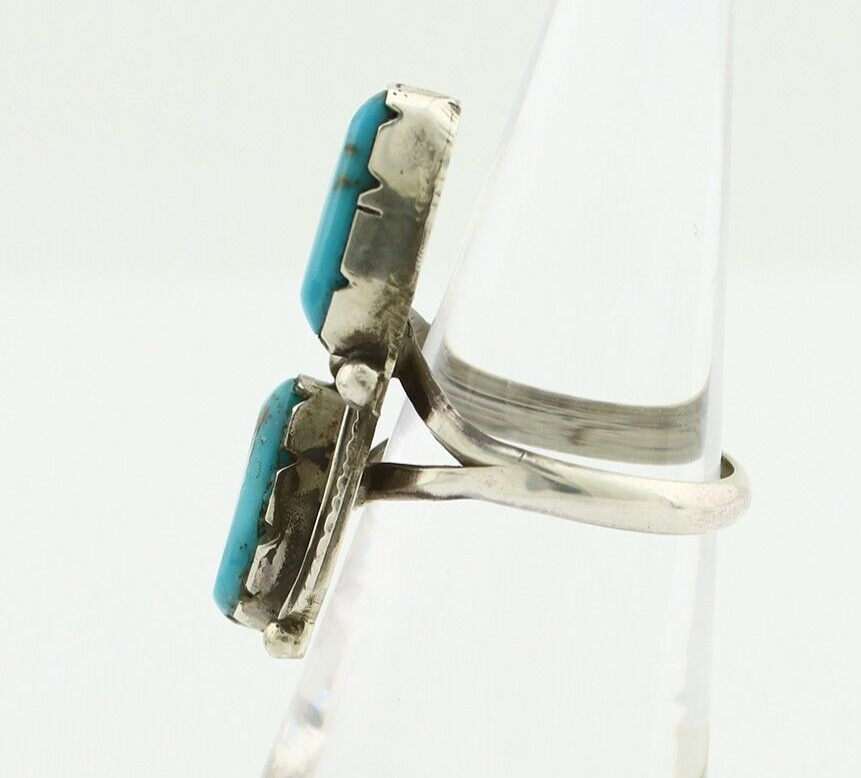 Navajo Ring 925 Silver Blue Turquoise Artist Signed K C.80's