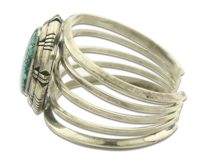 Navajo Bracelet 925 Silver Turquoise Cuff Artist Signed Miamama C.80's